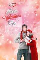 Composite image of valentines couple