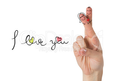 Composite image of fingers crossed like a couple