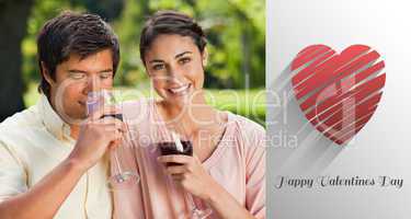 Composite image of cute valentines couple