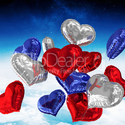 Composite image of heart balloons