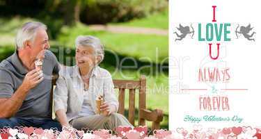 Composite image of cute valentines couple