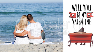 Composite image of cute valentines couple