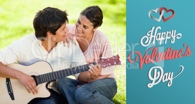 Composite image of cute valentines couple