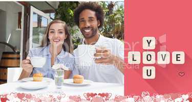 Composite image of cute valentines couple