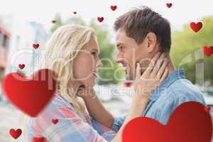 Composite image of cute valentines couple