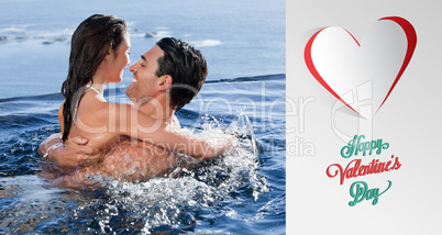 Composite image of cute valentines couple