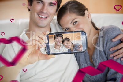 Composite image of valentines couple