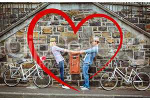 Composite image of cute valentines couple