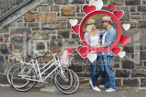 Composite image of cute valentines couple