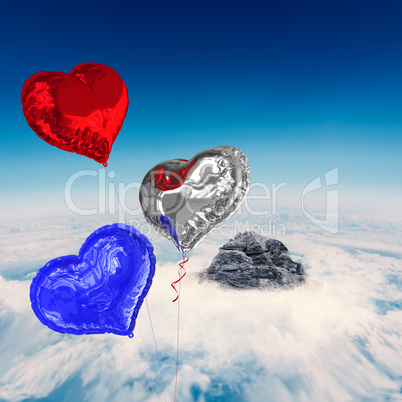 Composite image of heart balloons