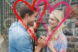 Composite image of cute valentines couple