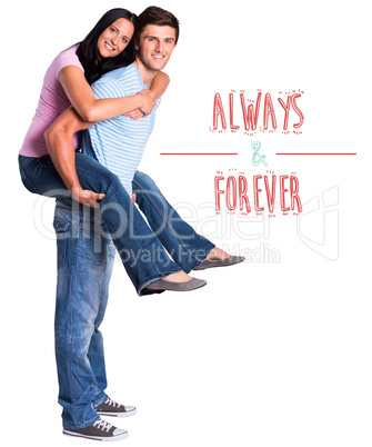 Composite image of cute valentines couple