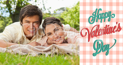 Composite image of cute valentines couple