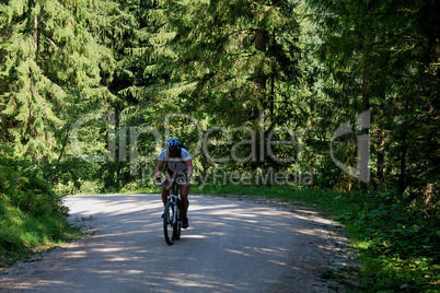 mountainbiker am weg