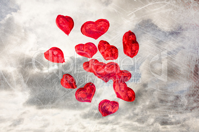 Composite image of heart balloons