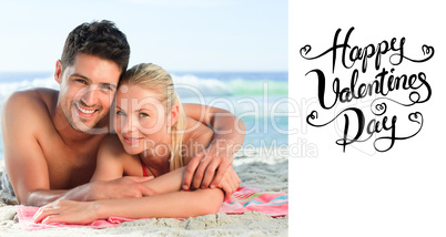 Composite image of cute valentines couple