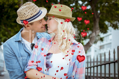 Composite image of cute valentines couple