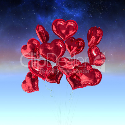 Composite image of heart balloons