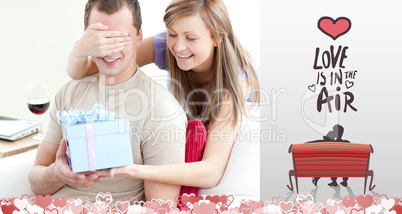 Composite image of cute valentines couple