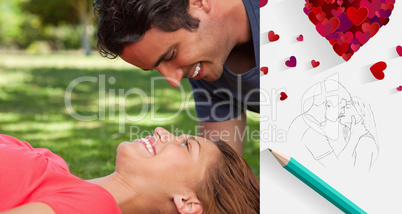 Composite image of cute valentines couple