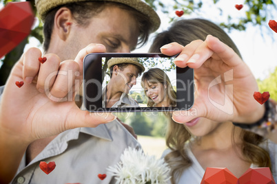 Composite image of valentines couple