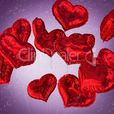 Composite image of heart balloons