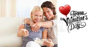 Composite image of cute valentines couple