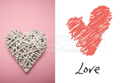 Composite image of wicker heart ornament