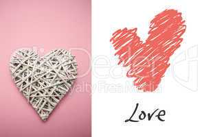 Composite image of wicker heart ornament