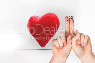 Composite image of fingers crossed like a couple