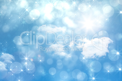 Composite image of shimmering light design on blue