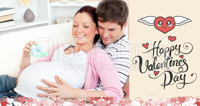 Composite image of cute valentines couple