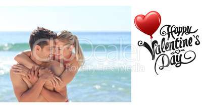 Composite image of cute valentines couple