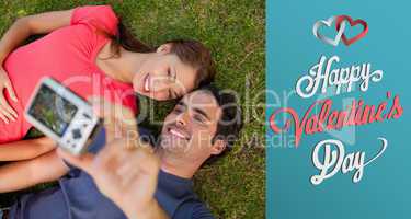 Composite image of cute valentines couple