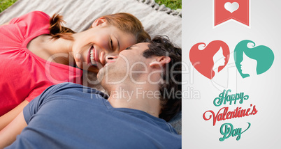 Composite image of cute valentines couple