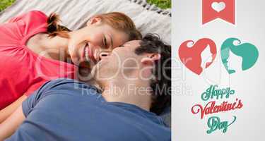 Composite image of cute valentines couple