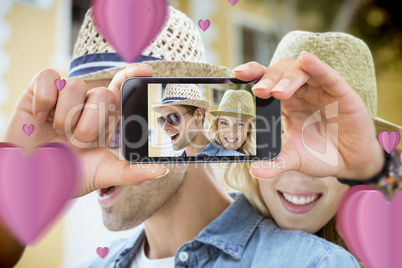 Composite image of valentines couple