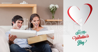 Composite image of cute valentines couple