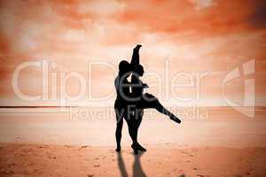 Composite image of ballet partners dancing