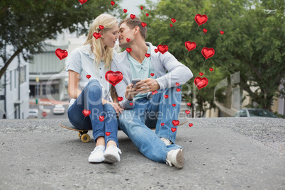 Composite image of cute valentines couple