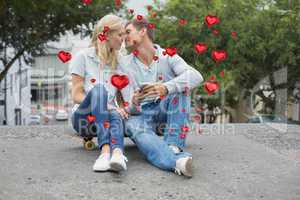 Composite image of cute valentines couple