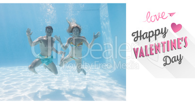 Composite image of cute valentines couple