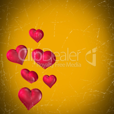 Composite image of floating love hearts