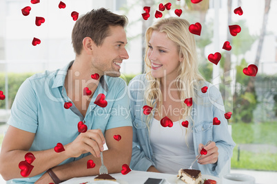 Composite image of cute valentines couple