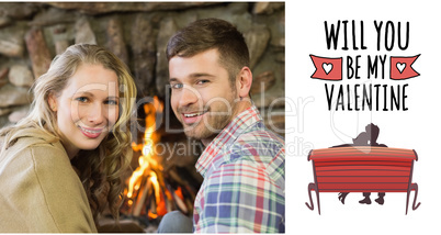 Composite image of cute valentines couple