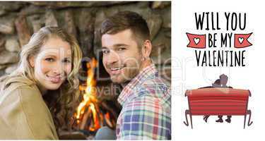 Composite image of cute valentines couple