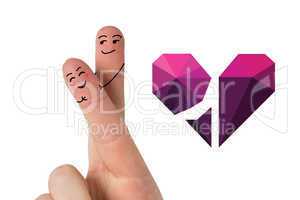 Composite image of fingers crossed like a couple