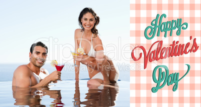 Composite image of cute valentines couple