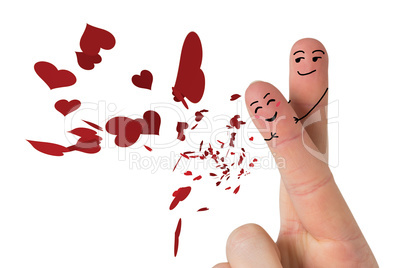 Composite image of fingers crossed like a couple