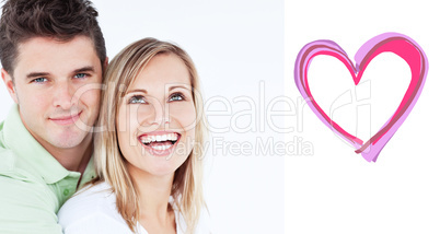 Composite image of cute valentines couple